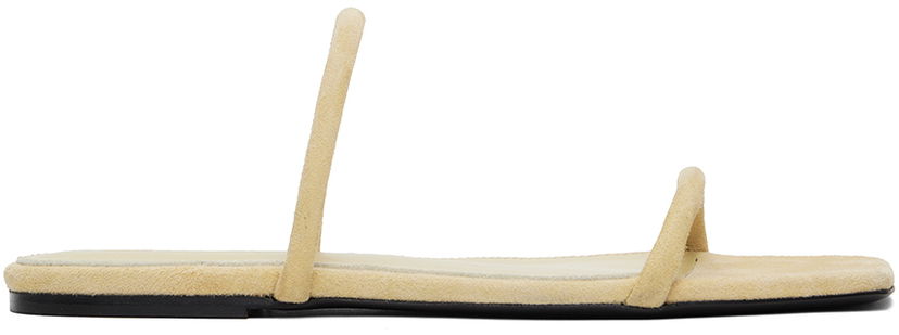 Kläder TOTEME TOTEME 'The Minimalist' Suede Slides Beige | 243-WAS2061-LE0045