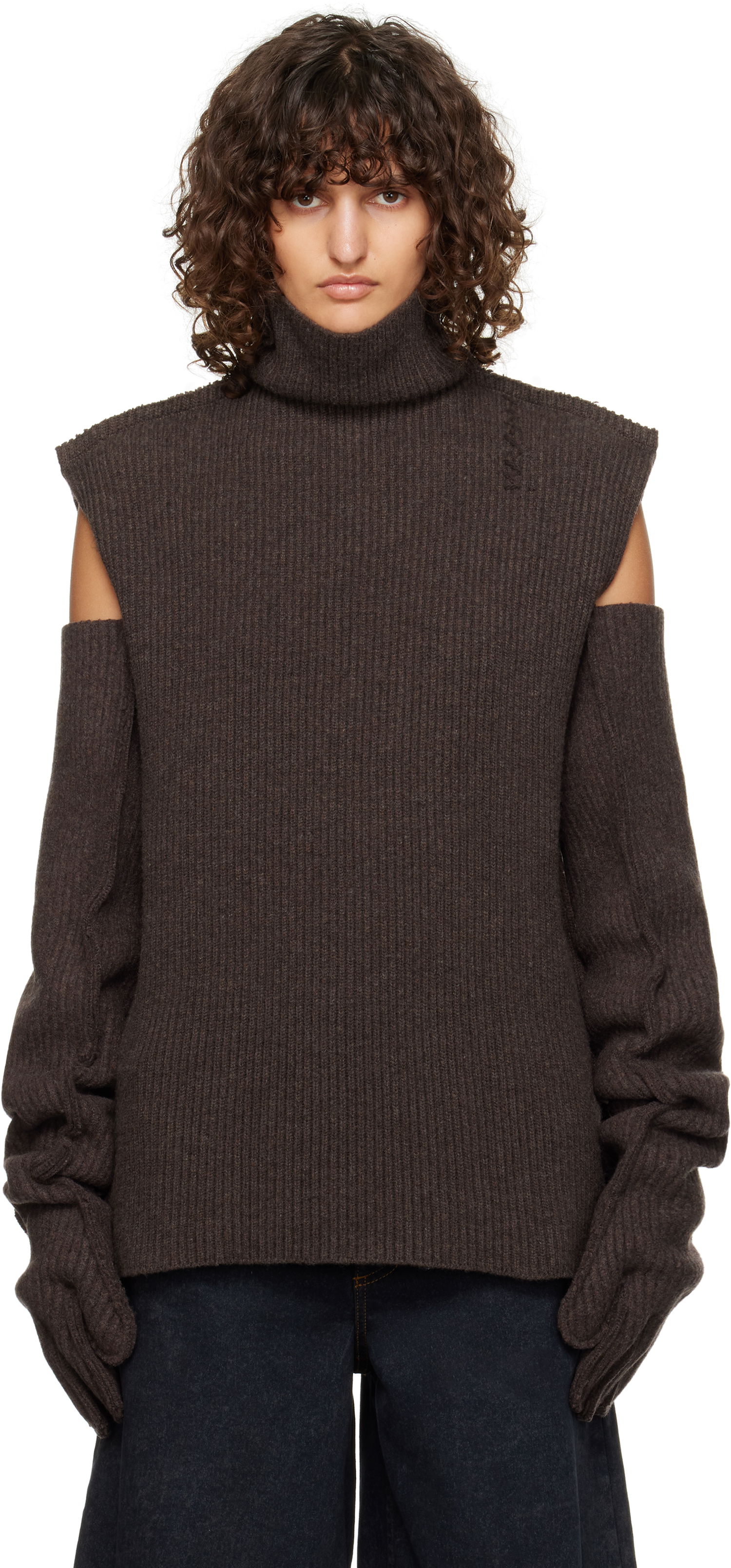 Sweater Marni Turtleneck Ribbed Wool Brun | DVMD0183A0 UFWH22, 0