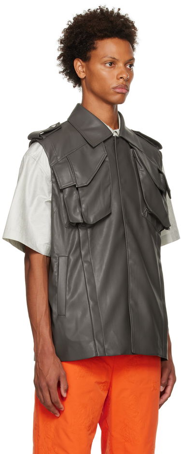 Väst Feng Chen Wang Feng Chen Wang Vented Faux-Leather Vest Grå | FMF14VS04, 1