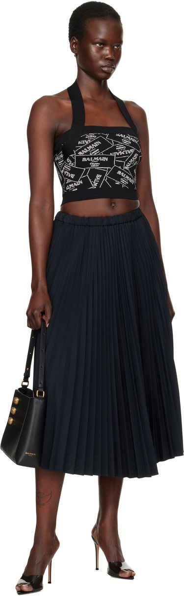Kjol Balmain Balmain Label Motif Halter Top Svart | EF1AA025KH86, 3