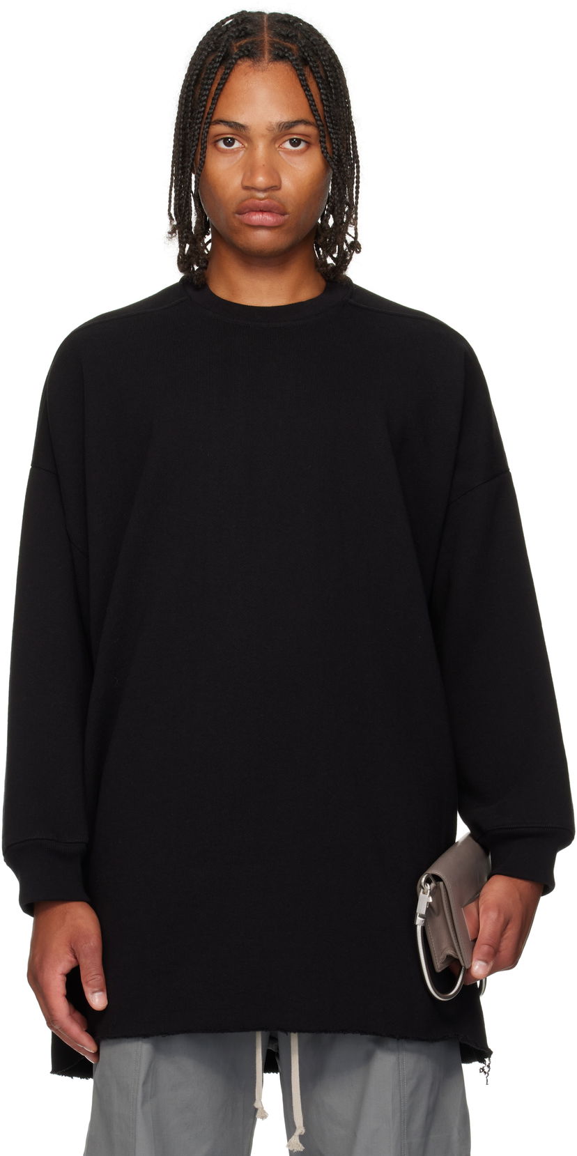 Sweatshirt Rick Owens Rick Owens Concordians Tommy Long Sleeve Sweatshirt Svart | RU02E1276 JTC