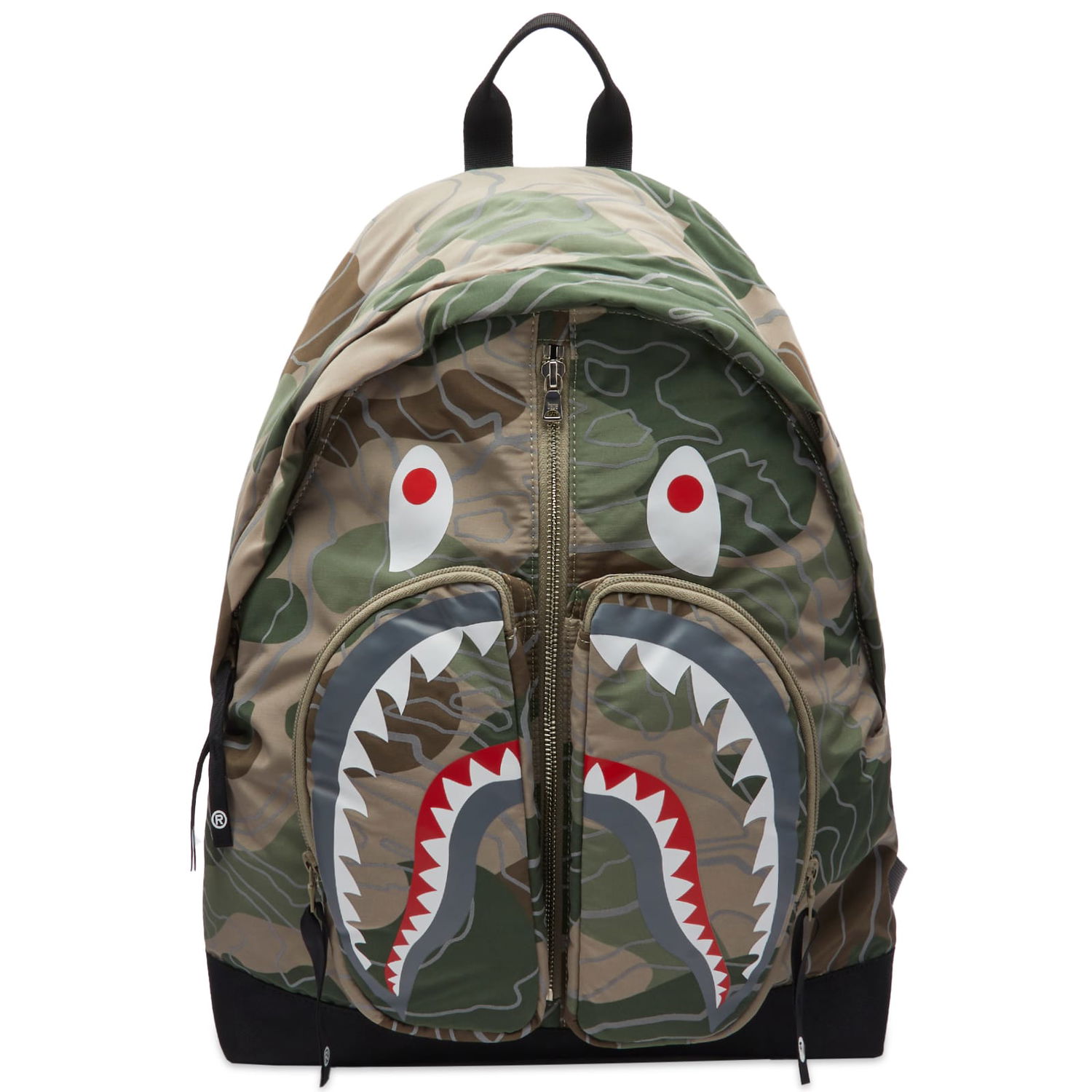 Ryggsäck BAPE Layered Line Camo Shark Day Backpack Grön | 001BAJ801002M-BGE, 0