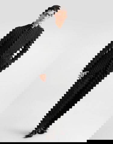 Byxor Dolce & Gabbana Dolce & Gabbana Pinstripe Cropped Trousers Svart | GP166TFRMD4S8051, 1