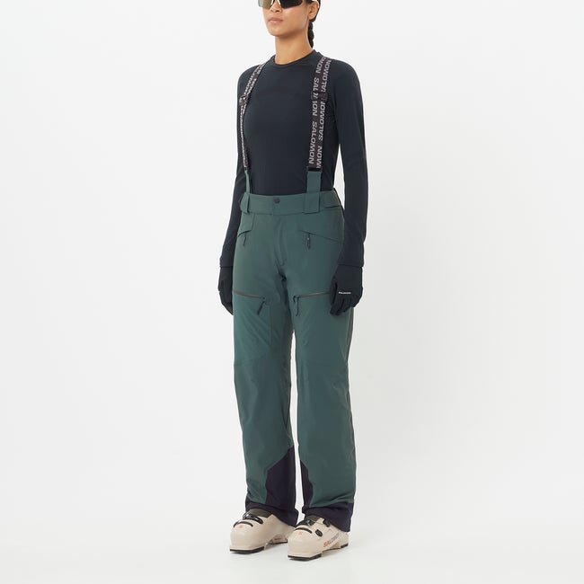 Byxor Salomon Spectral Technical Ski Pants with Suspenders Grön | LC2638100, 0