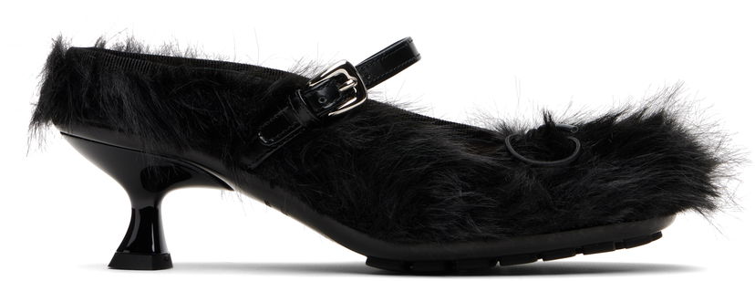Smycke Simone Rocha Simone Rocha Faux Fur Grip Mule Heels Svart | HBG1 1090