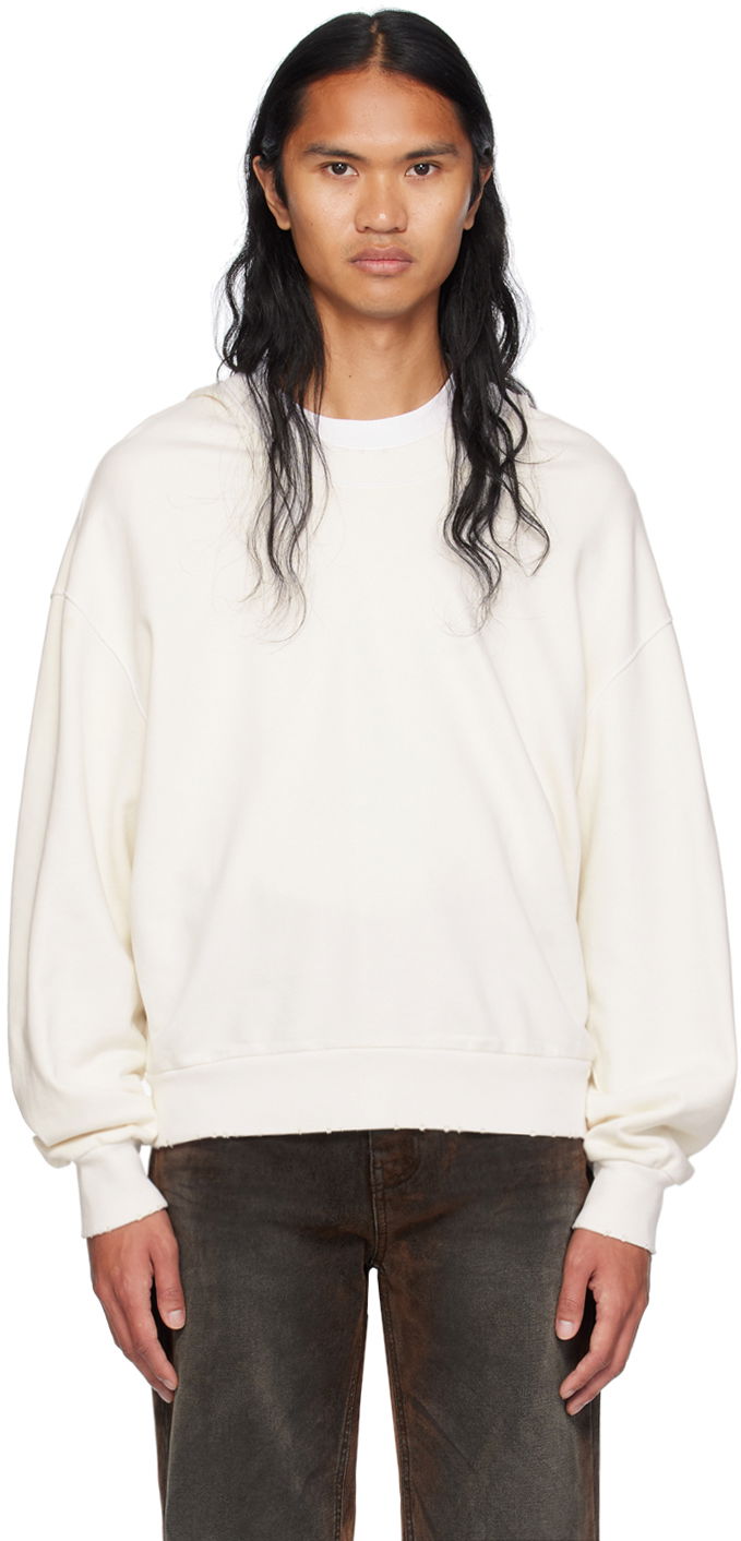 Sweatshirt We11done Wide Neck Sweatshirt Vit | WD-TH2-24-801-U-WH