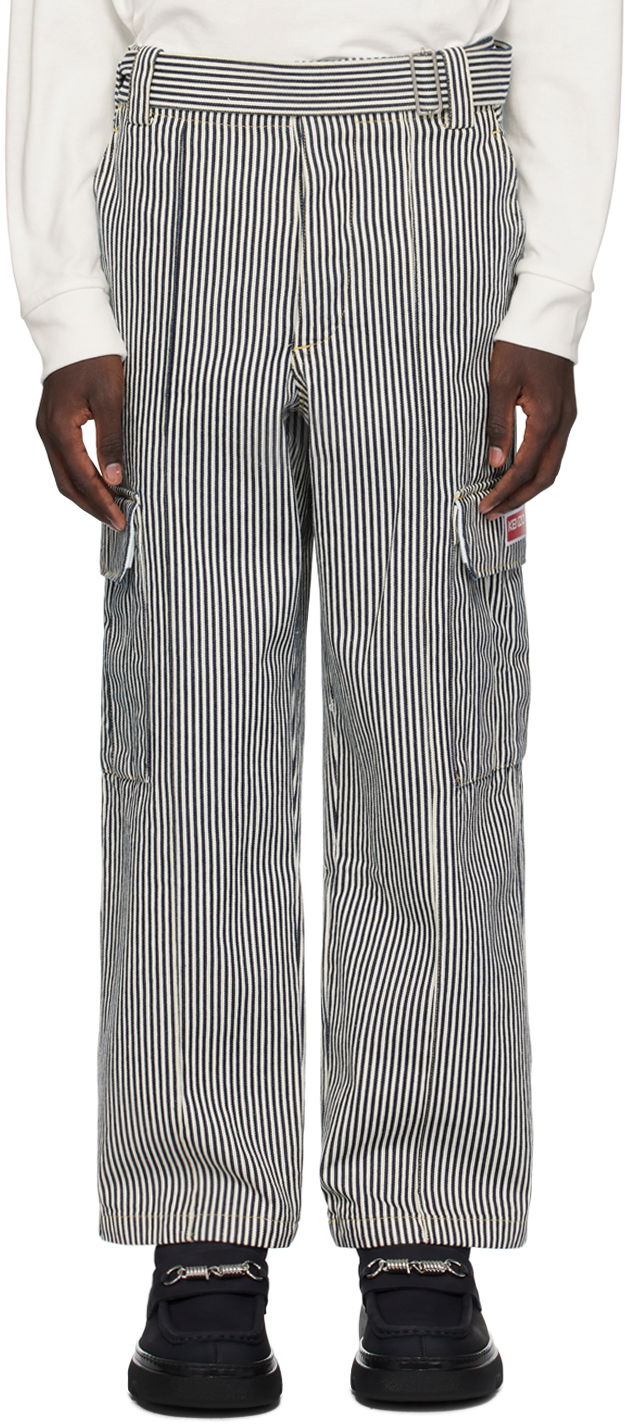 Byxor KENZO Paris Striped Denim Cargo Pants Vit | FE58DP3756N1, 0