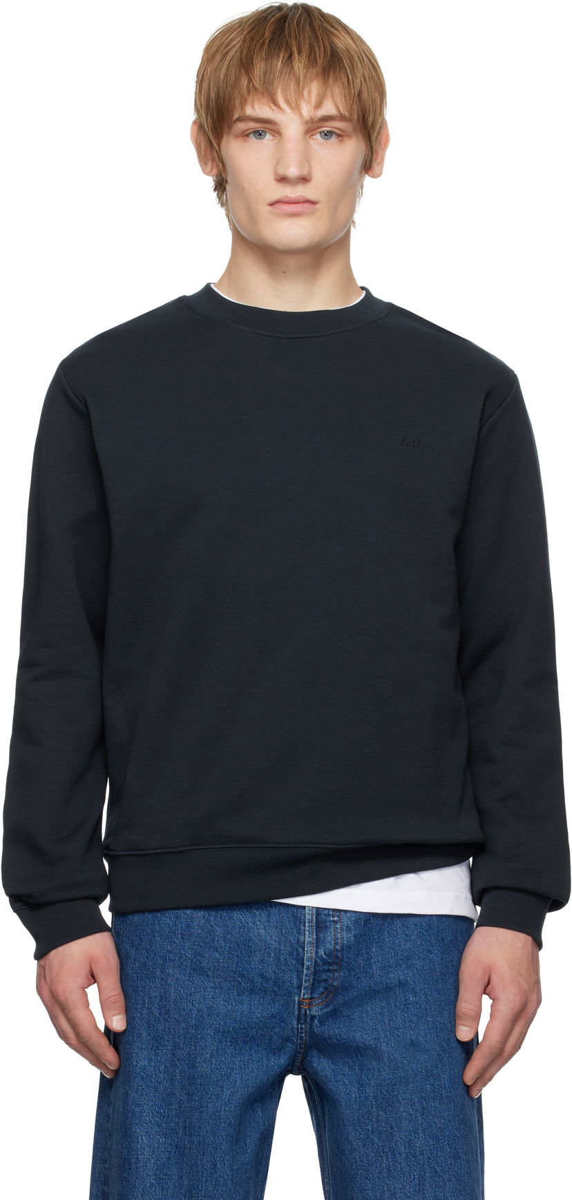 Sweatshirt A.P.C. Standard Embroidered Logo Sweatshirt Svart | COHBY-M27919