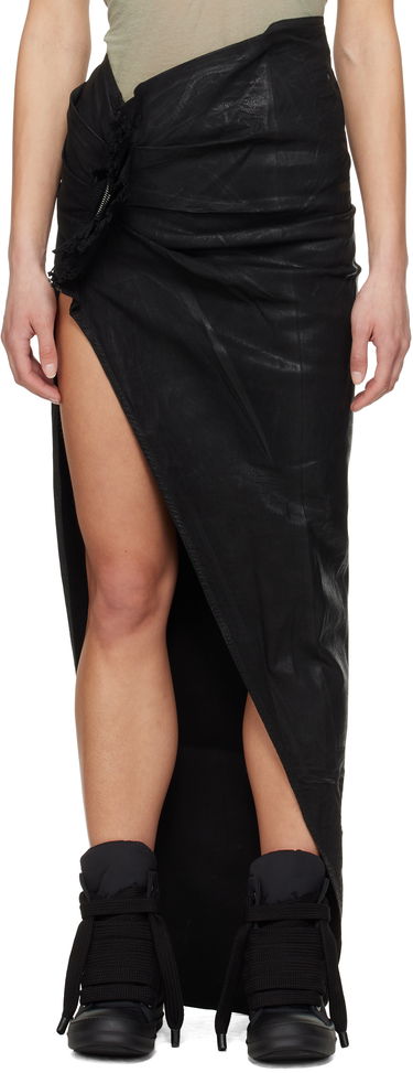 Kjol Rick Owens Rick Owens DRKSHDW Hollywood Soft Edfu Denim Maxi Skirt Svart | DS01E3348 SCF, 0