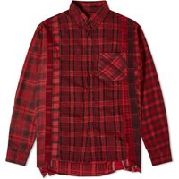 Skjorta Needles 7 Cuts Wide Over Dyed Flannel Shirt Röd | NS305-A, 1