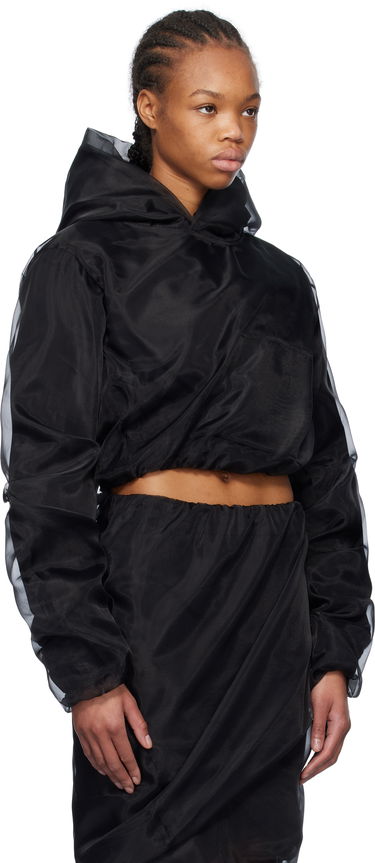 Sweatshirt We11done We11done Layered Cropped Hoodie Svart | WD-BL0-25-117-W-BK, 1