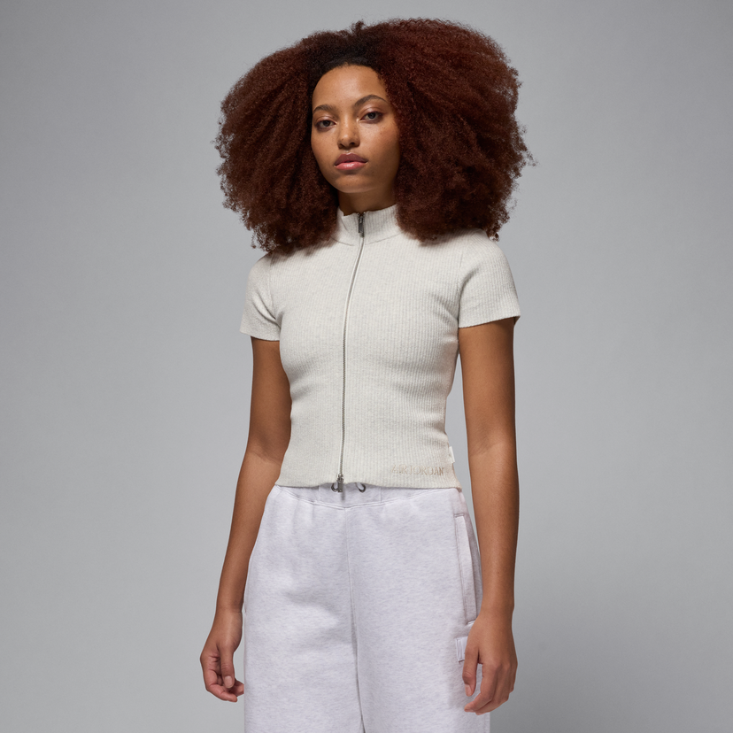 Crop top Jordan Air Jordan Knit Mock Neck Zip Top Vit | HF9438-133