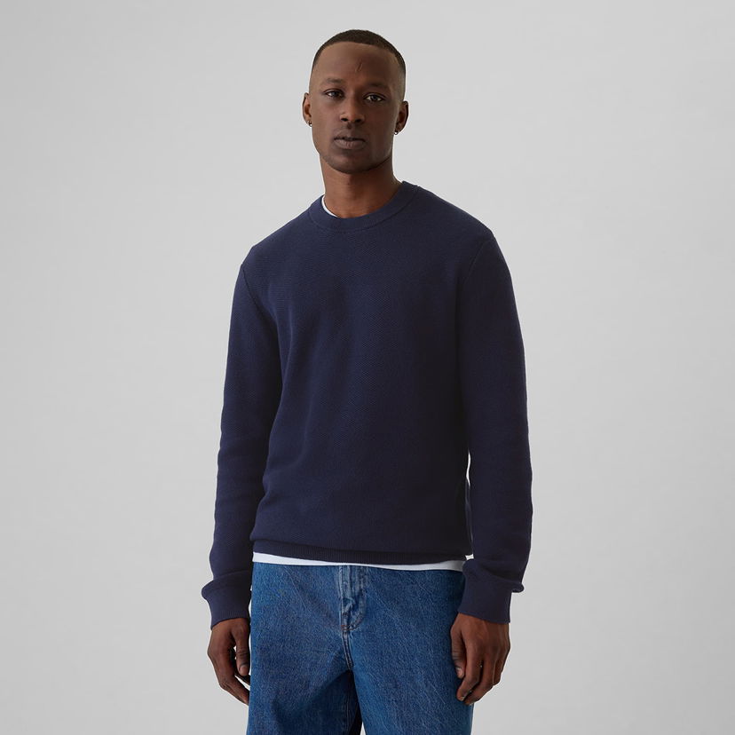 Sweater GAP Sweater Crew Texture Navy Uniform L Blå | 521720-03