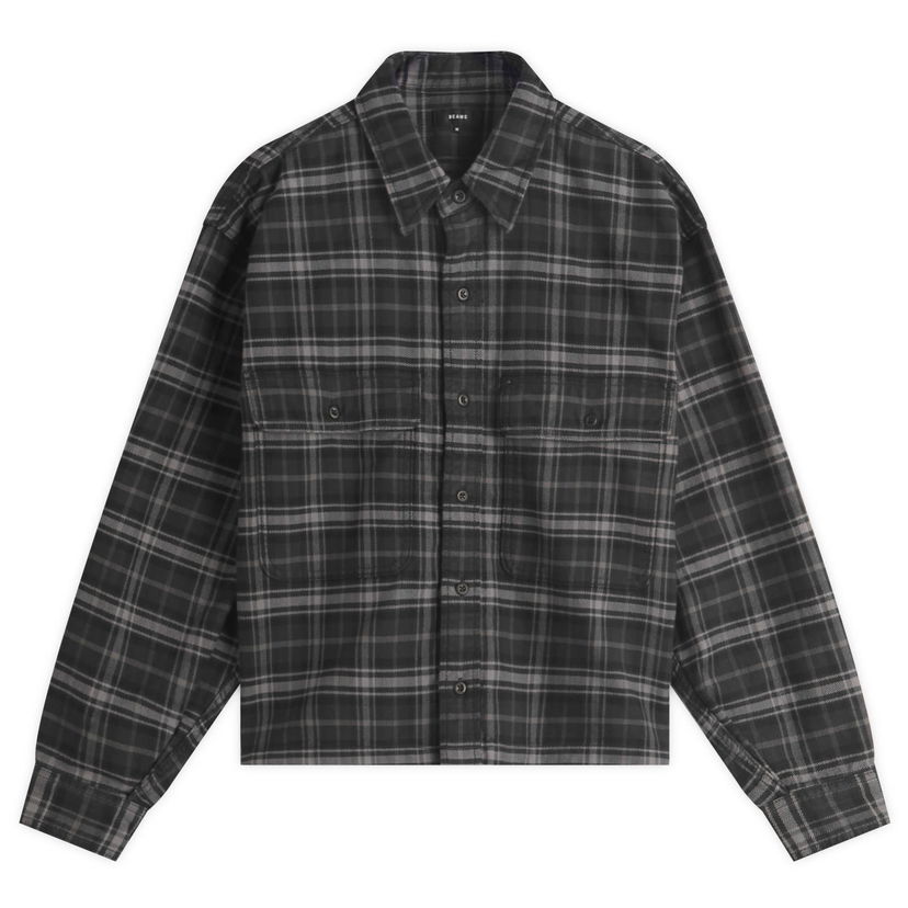 Skjorta BEAMS BEAMS Plaid Overshirt, Size Large Grå | 1111-1129-791-19