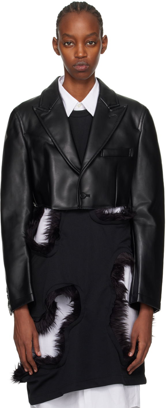 Jacka Comme des Garçons Faux-Leather Padded Cropped Jacket Svart | PL-J055-051