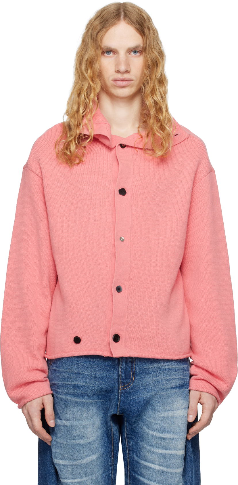 Sweater ADER ERROR Mock Neck Button Cardigan Rosa | BN01FWKT0703PK