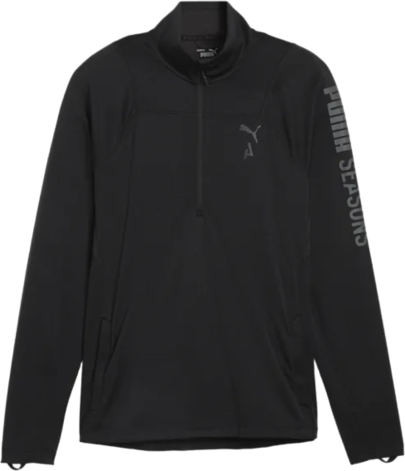 Sweatshirt Puma M SEASONS LS 1/4 Zip Polypropylene Rain Cell Svart | 524891-01