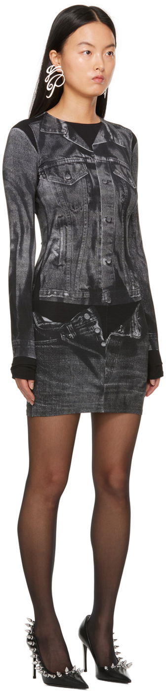 Klä Jean Paul Gaultier Jean Paul Gaultier Trompe L'œil Printed Minidress Svart | 23/15-F-RO076-J530-0002, 1
