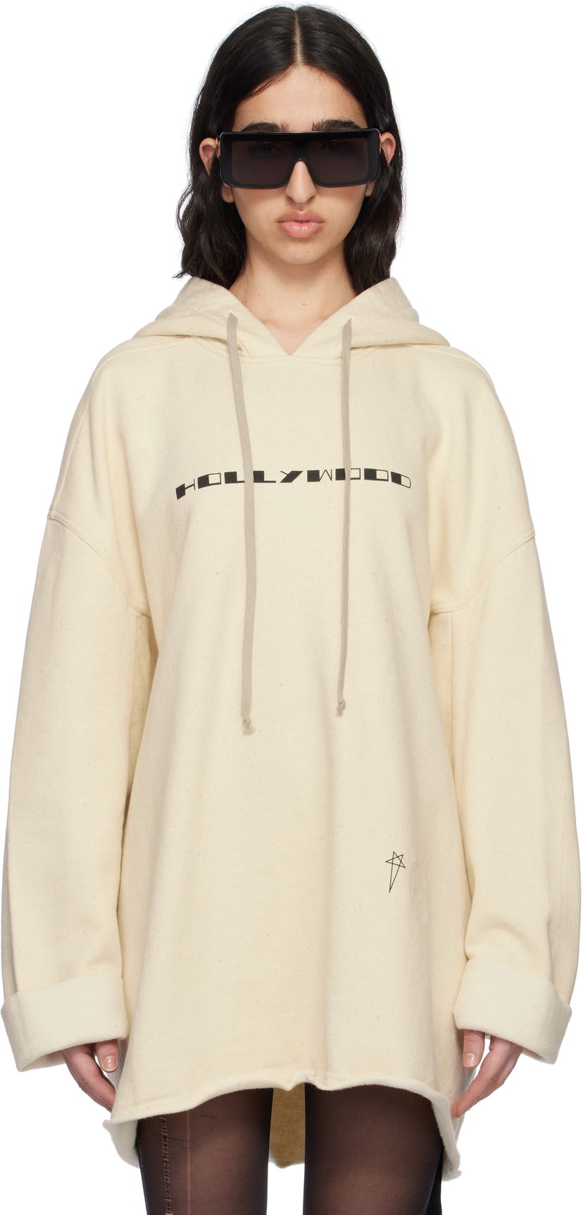 Sweatshirt Rick Owens Rick Owens DRKSHDW Hollywood Peter Hoodie Beige | DS01E3231 FNEP5P