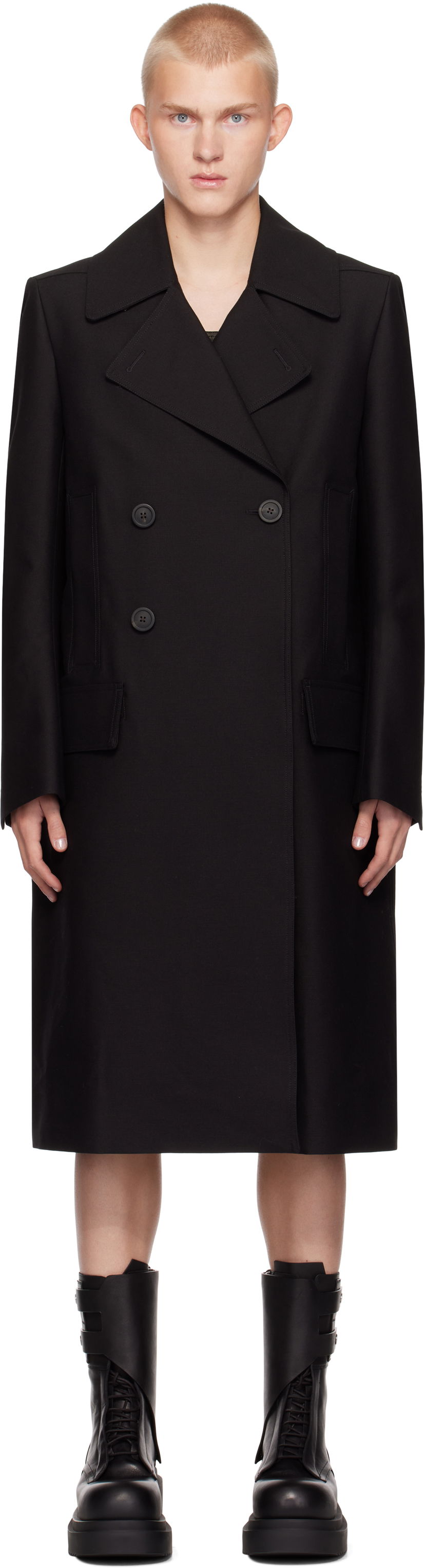 Rockar Rick Owens Slim Drella Coat Svart | RL02D6973 WUT