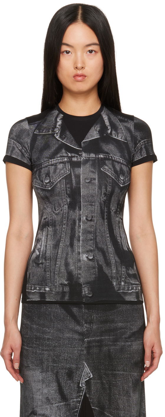 T-shirt Jean Paul Gaultier Trompe L'œil Print Fitted T-Shirt Svart | 23/15-U-TS063-J530-0002
