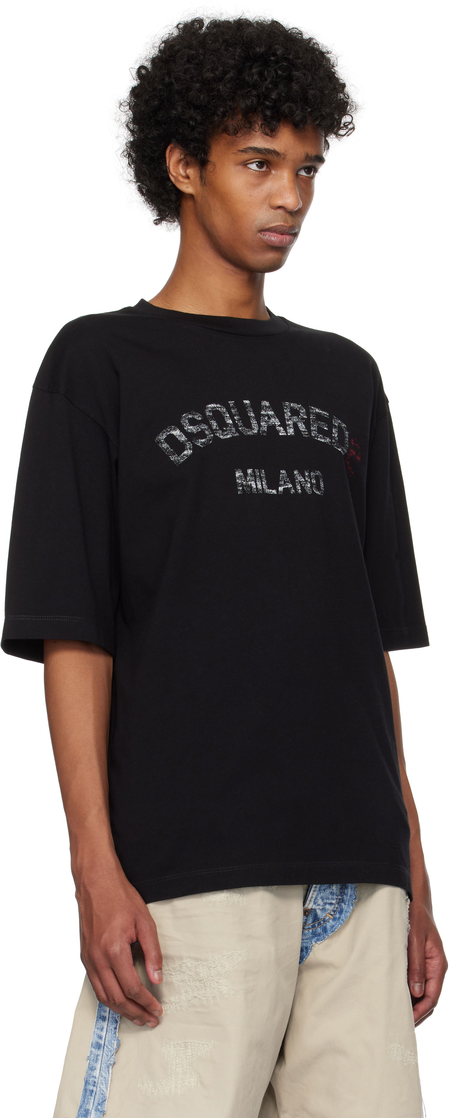 T-shirt DSQUARED2 Dsquared2 Loose Fit Faded Logo T-Shirt Svart | S74GD1399_D20020, 1