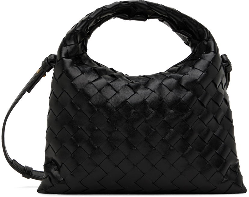 Handväska Bottega Veneta Mini Intrecciato Leather Shoulder Bag Svart | 777586 V3IV1