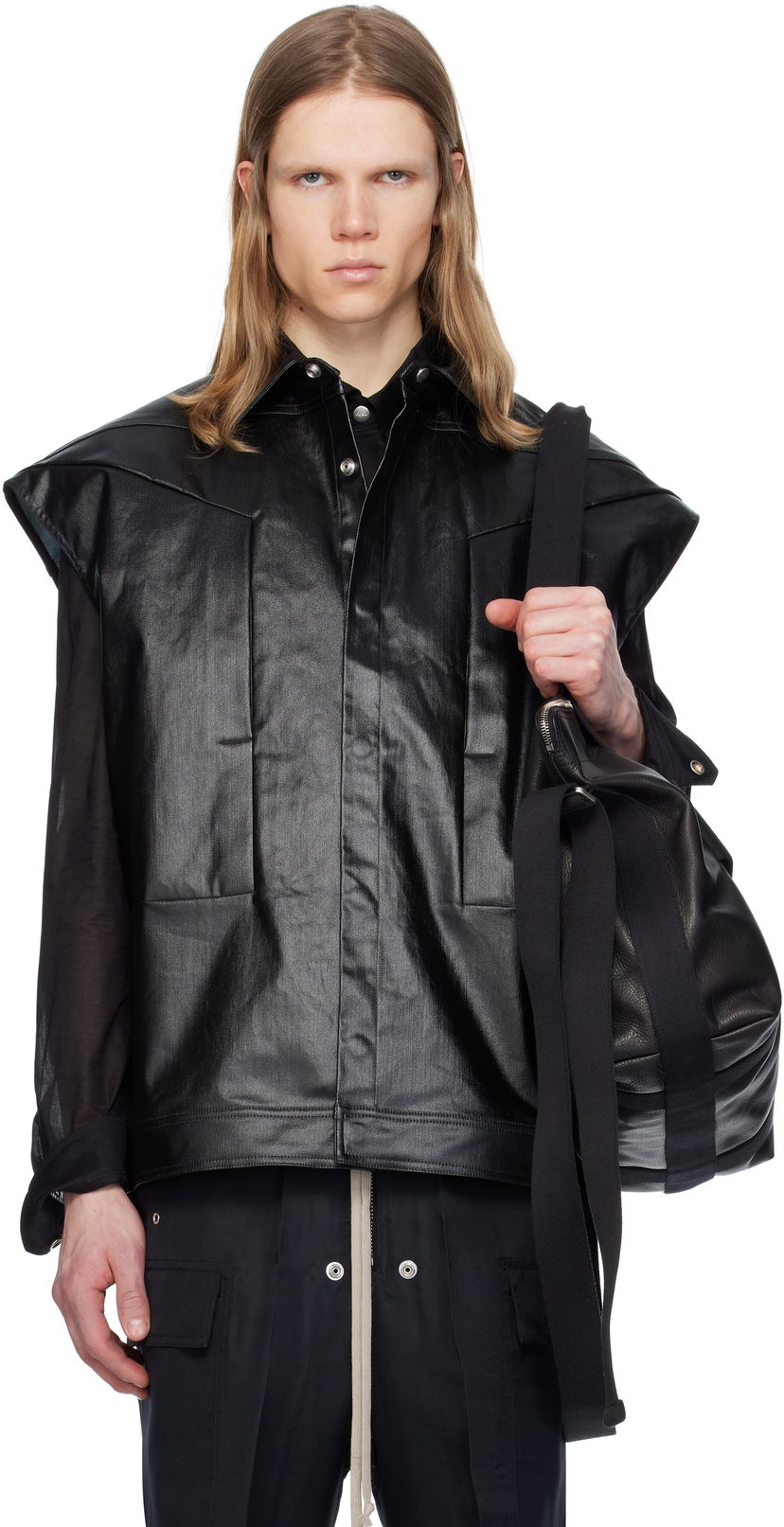 Väst Rick Owens Rick Owens Sleeveless Jumbo Shirt Svart | RU01E5776 SCT