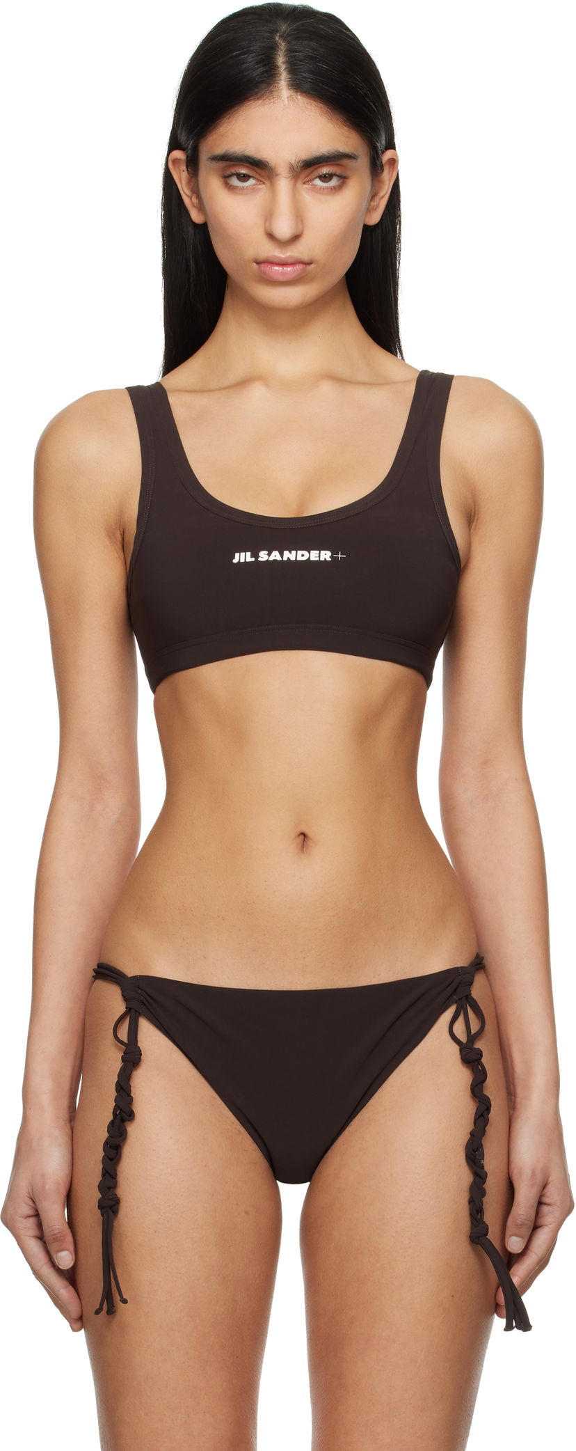 Badkläder Jil Sander Jil Sander+ Logo Bikini Top Brun | J40BR0006_J20011