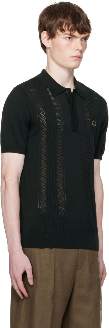 Polotröja Fred Perry Fred Perry Pointelle Panel Knitted Polo Grön | K9750, 1