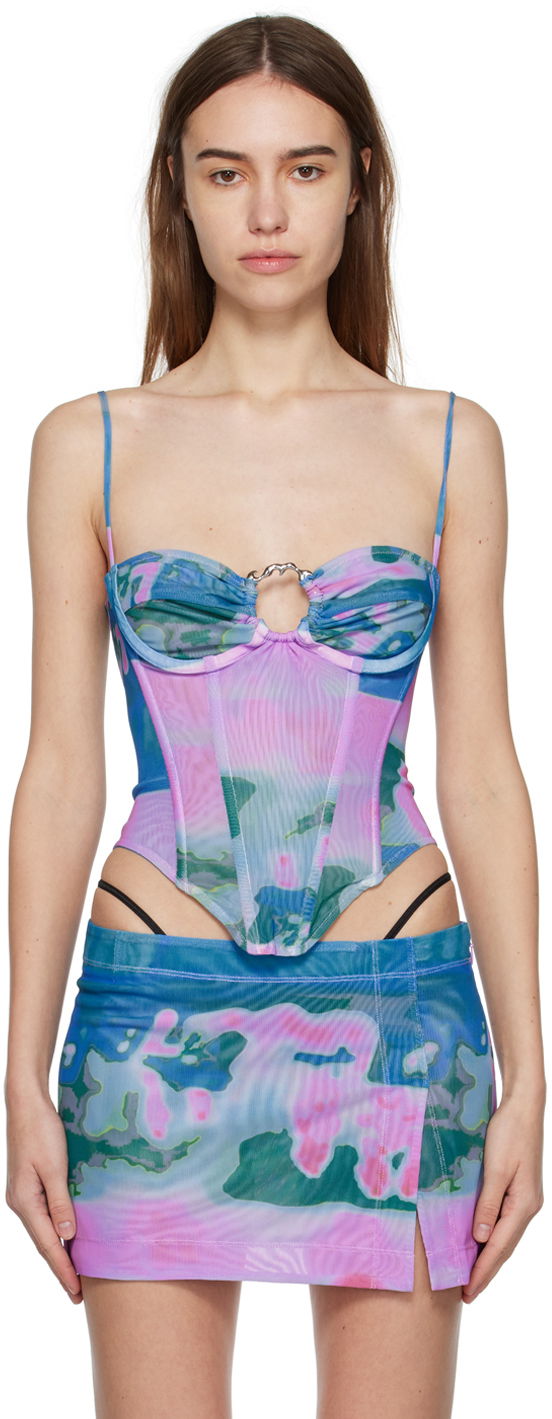 Kjol Miaou Miaou Hannah Jewett Edition Deia Printed Mesh Tank Top Flerfärgad | 7069PM1THP