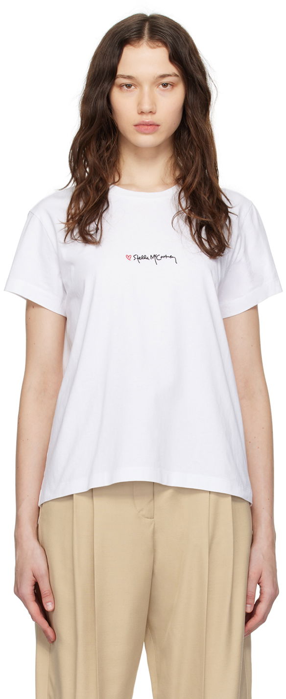 T-shirt Stella McCartney Stella McCartney Iconics Love Graphic T-Shirt Vit | 6J02733SPY52