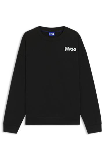 Sweatshirt BOSS Cotton-terry sweatshirt with logo prints Svart | 50549778