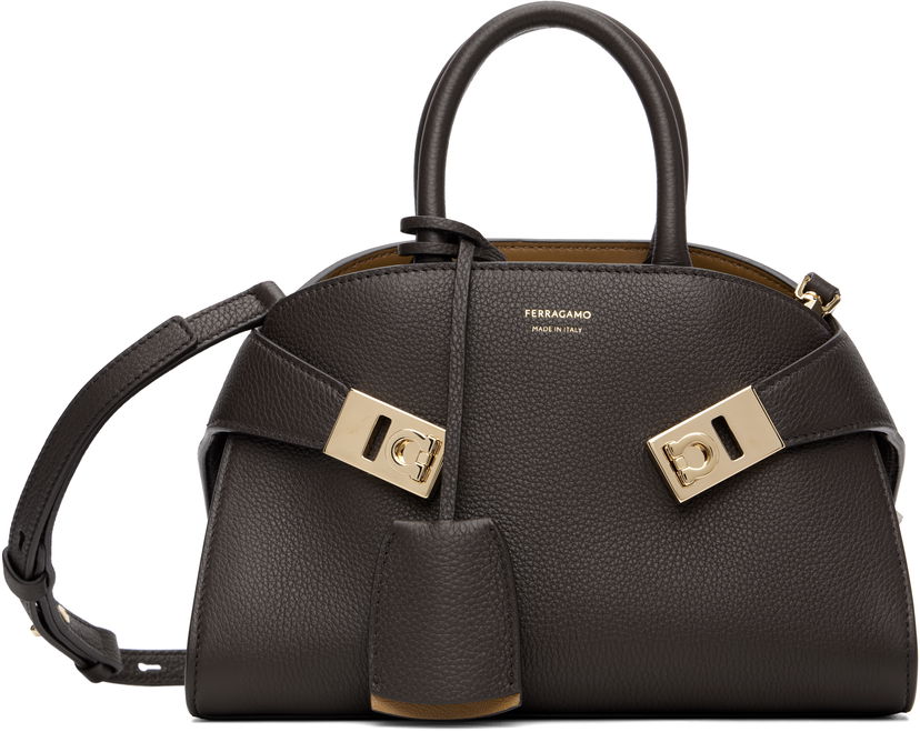Handväska FERRAGAMO Ferragamo Mini Hug Bicolor Top Handle Bag Brun | 778490