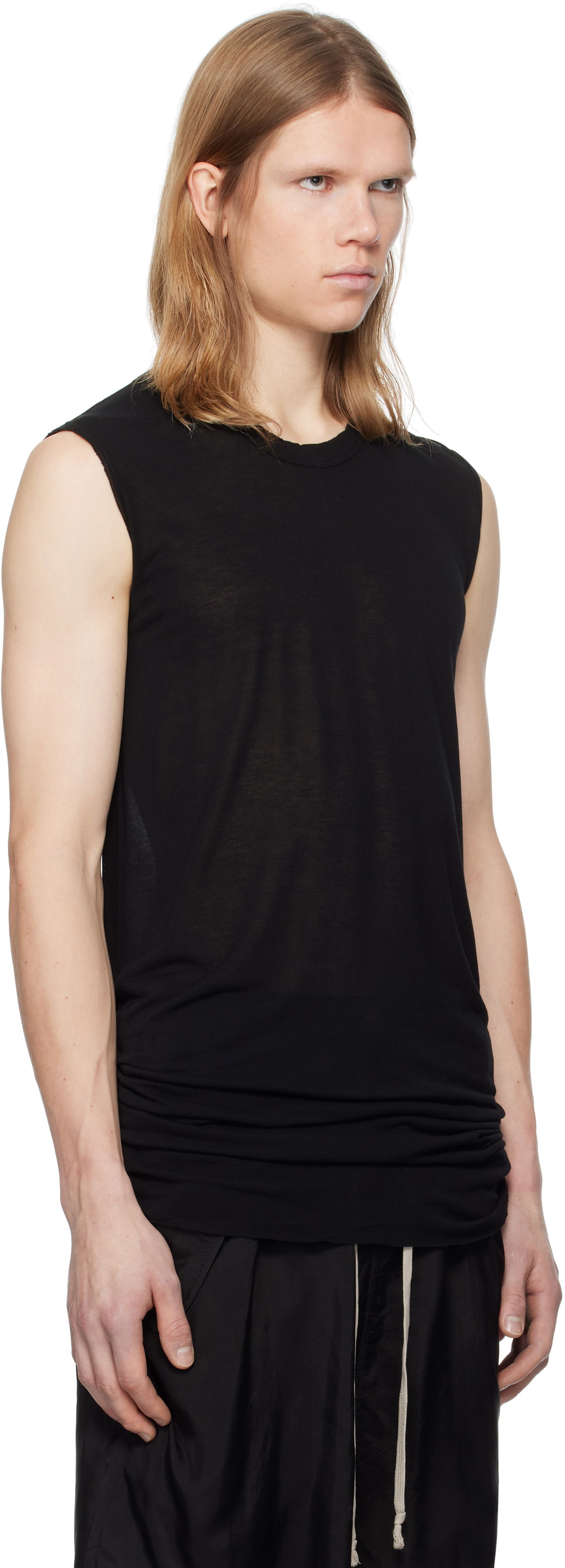 Linne Rick Owens Rick Owens Hollywood Basic SL Tank Top Svart | RU01E5151 JS, 1