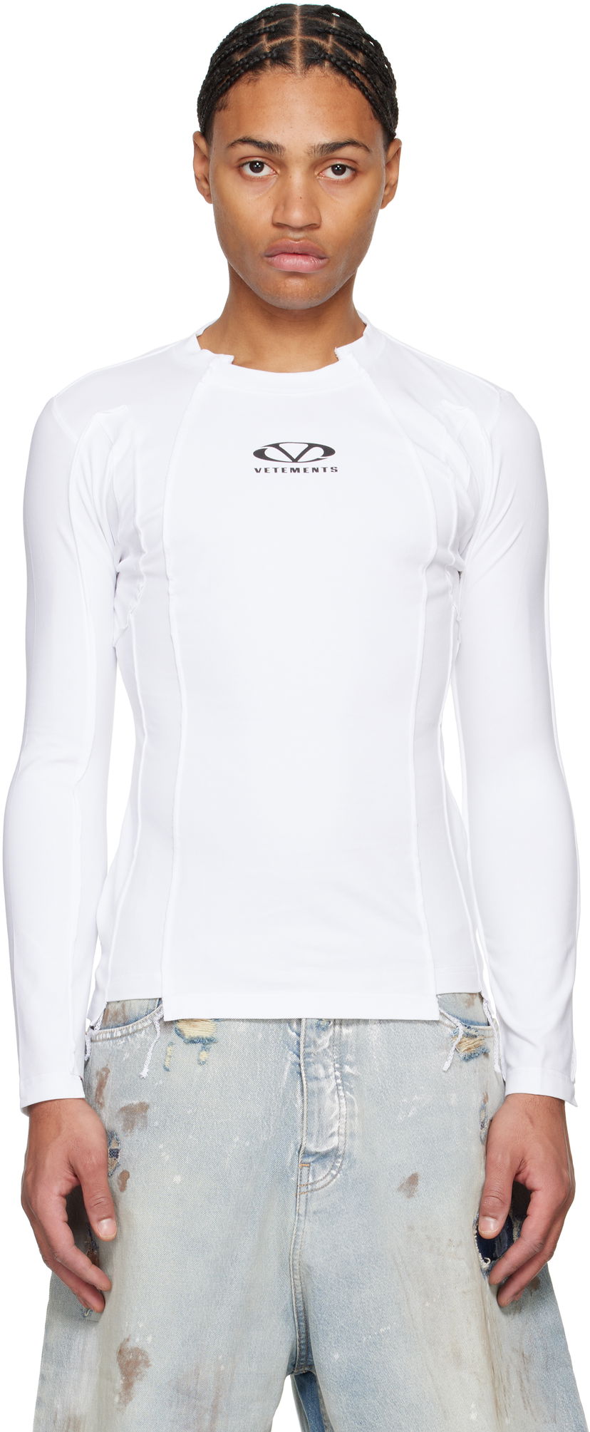 T-shirt VETEMENTS Oval Logo Cut-Out T-Shirt Vit | UA66LS600W