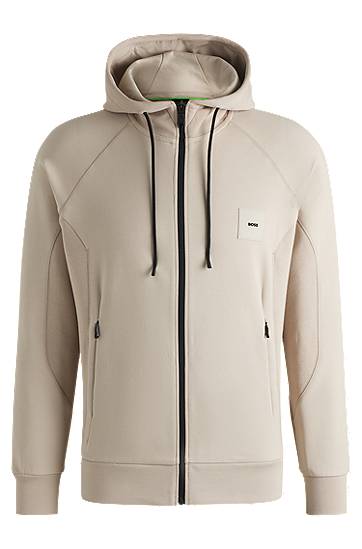 Sweatshirt BOSS BOSS Cotton Blend Zip-Up Hoodie Beige | 50537204