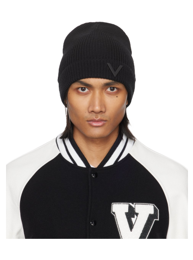 Mössa Valentino Garavani V Appliqué Beanie Svart | 4Y2HB02DWWV