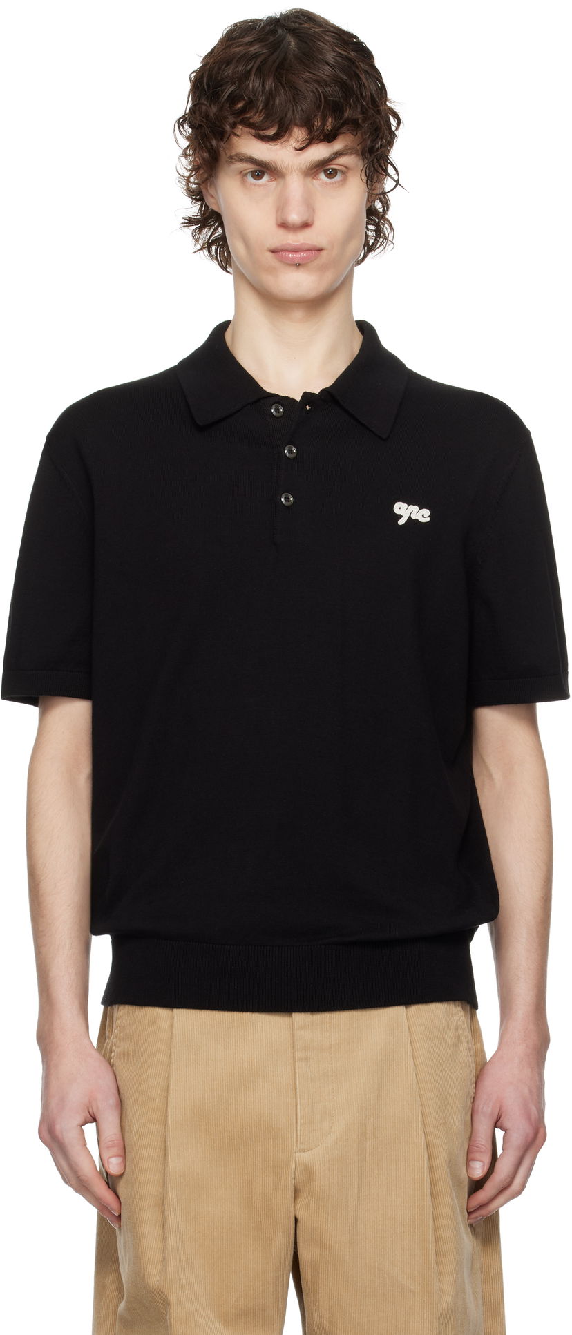 Polotröja A.P.C. A.P.C. Gregorio Knit Polo Svart | COGDK-H23393