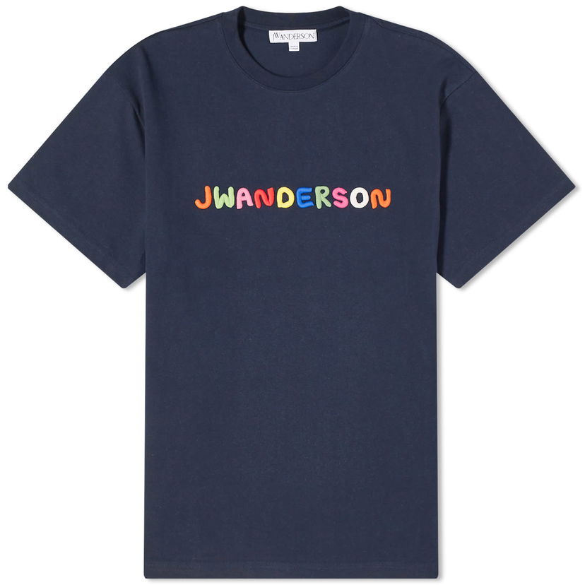 T-shirt JW Anderson Logo Embroidery T-Shirt Mörkblå | JT0228-PG0482-888