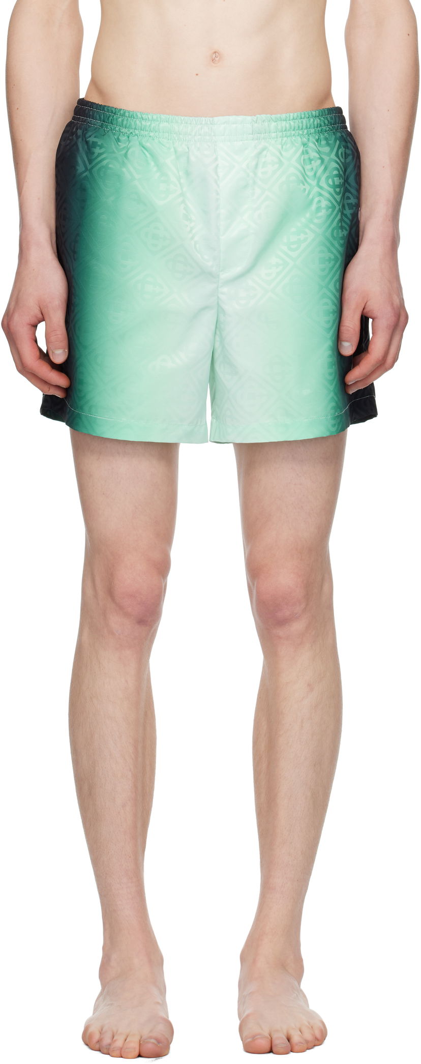 Badkläder Casablanca Casablanca Gradient Monogram Jacquard Swim Shorts Grön | MPF25-TR-224-01