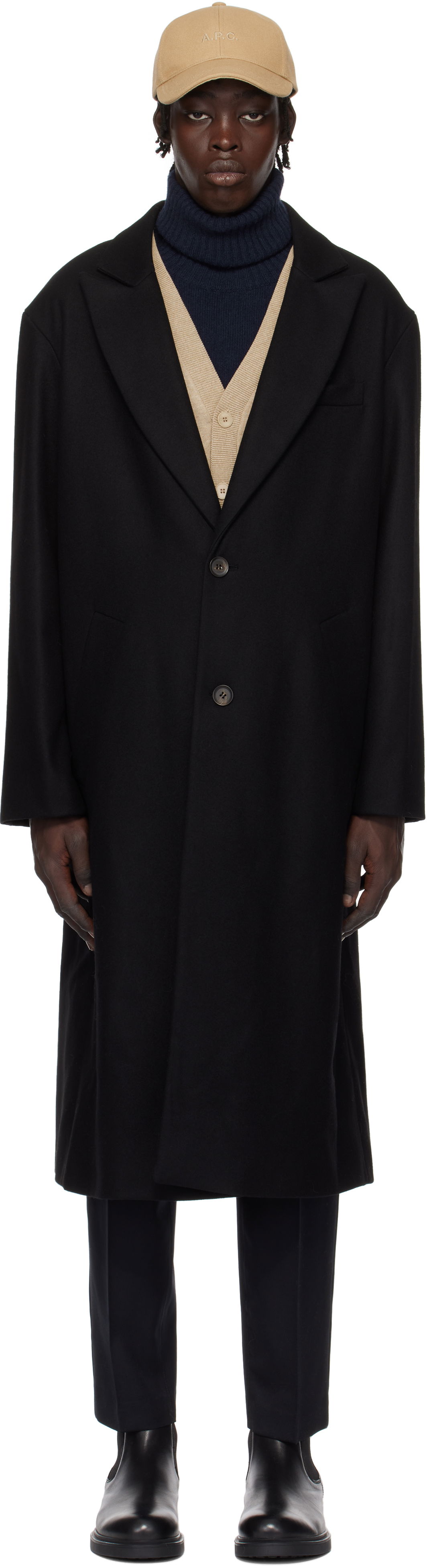 Rockar A.P.C. Oversized Wool Coat Svart | WOAJS-H01543, 0