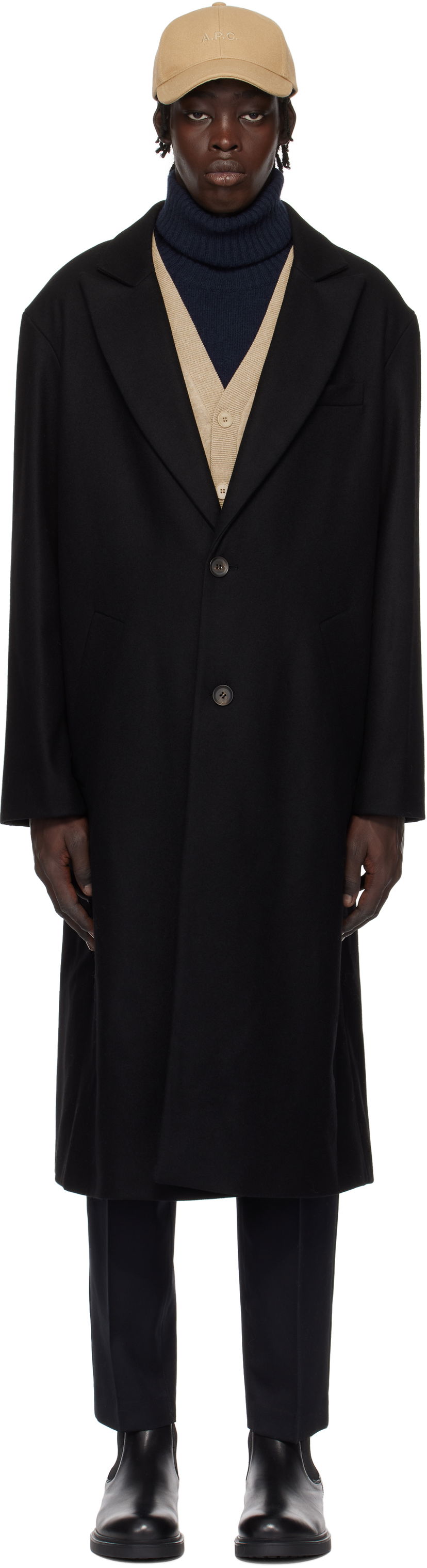 Rockar A.P.C. Oversized Wool Coat Svart | WOAJS-H01543