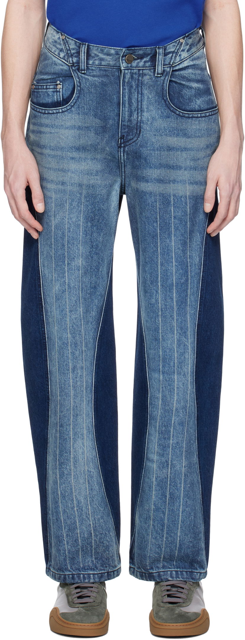 Jeans ADER ERROR ADER error Two-Tone Pinstriped Jeans Blå | BO01SSJE0104BL