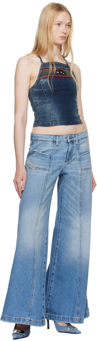 Linne Diesel Diesel De-Pilu-S Denim Crop Top Blå | A17349 0ABCZ, 3