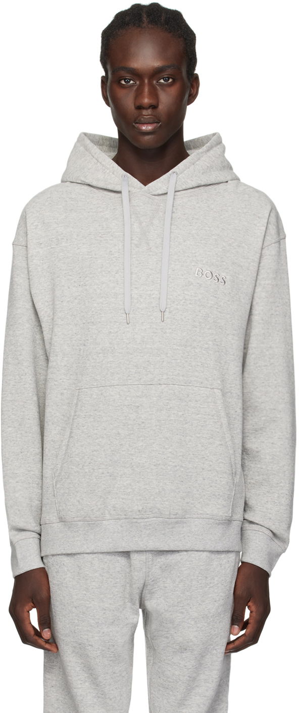 Sweatshirt BOSS Embroidered Hoodie Grå | 50511069