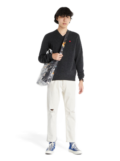 Sweater Comme des Garçons PLAY Pullover Knit Svart | AZN078 Dark Grey Heather