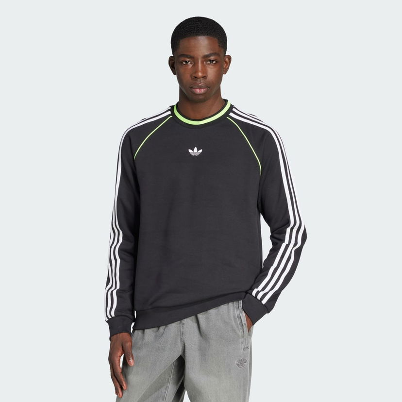 Sweatshirt adidas Performance Adicolor Piping Crewneck Sweatshirt Svart | JW5918