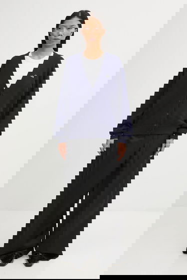 Sweater Lacoste V-Neck Button-Up Relaxed Fit Wool Blend Cardigan Mörkblå | AF4143, 4