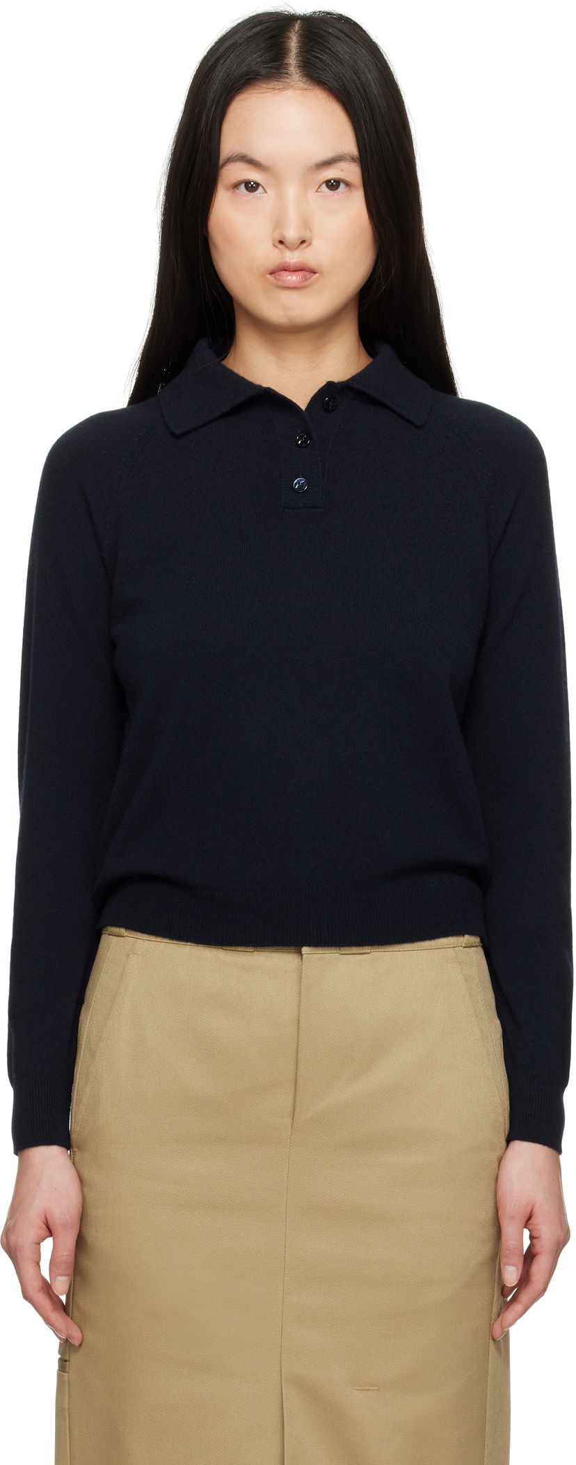 Sweater Maison Margiela Maison Margiela Wool Polo Shirt Mörkblå | S51GL0053 M13090